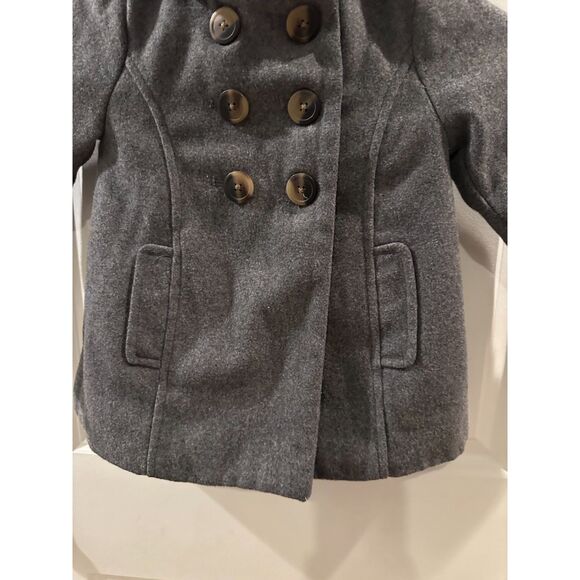 Old Navy Girl Grey Pea Coat Button Down Style & Thick - Size 3T - Picture 12 of 12